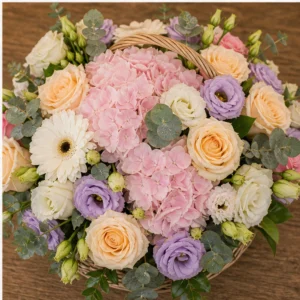 Cadou aniversar cu flori lux multicolor cu hortensie - poza 4