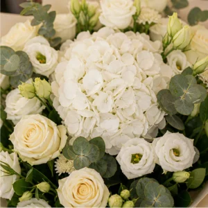 Cadou aniversar cu flori premium cu hortensie alba - poza 2