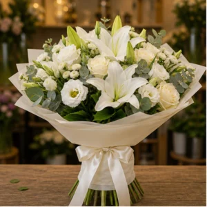 Cadou cu flori elegant cu crini albi - poza 1