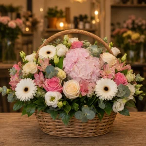 Cadou cu flori lux multicolor cu hortensie - poza 1