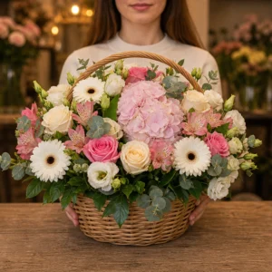 Cadou cu flori lux multicolor cu hortensie - poza 3