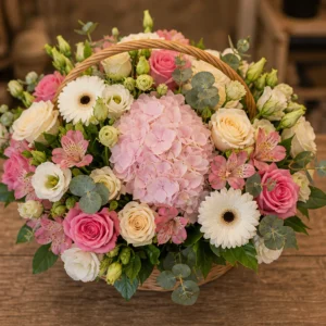 Cadou cu flori lux multicolor cu hortensie - poza 4