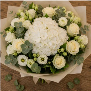 Cadou cu flori premium cu hortensie alba - poza 4