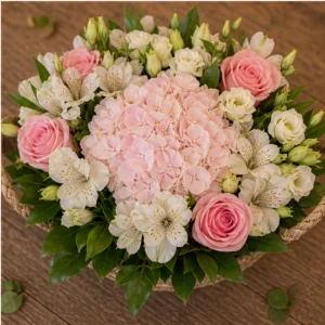 Cadou cu flori premium pastel in cos - poza 4