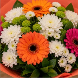 Cadou cu flori vesel multicolor cu gerbera - poza 2