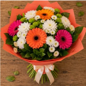 Cadou cu flori vesel multicolor cu gerbera - poza 4
