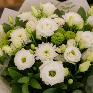 Cadou pentru ea alb verde cu lisianthus - poza 2