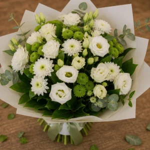 Cadou pentru ea alb verde cu lisianthus - poza 4