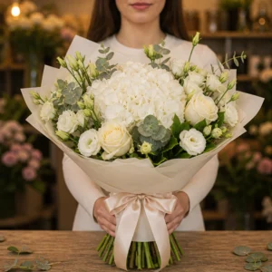 Cadou pentru ea premium cu hortensie alba - poza 3