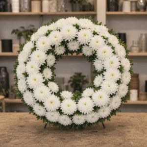 Coroană Condoleanțe Noble White - imagine 1