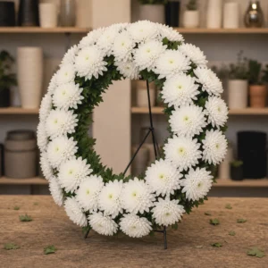 Coroană Condoleanțe Noble White - imagine 3