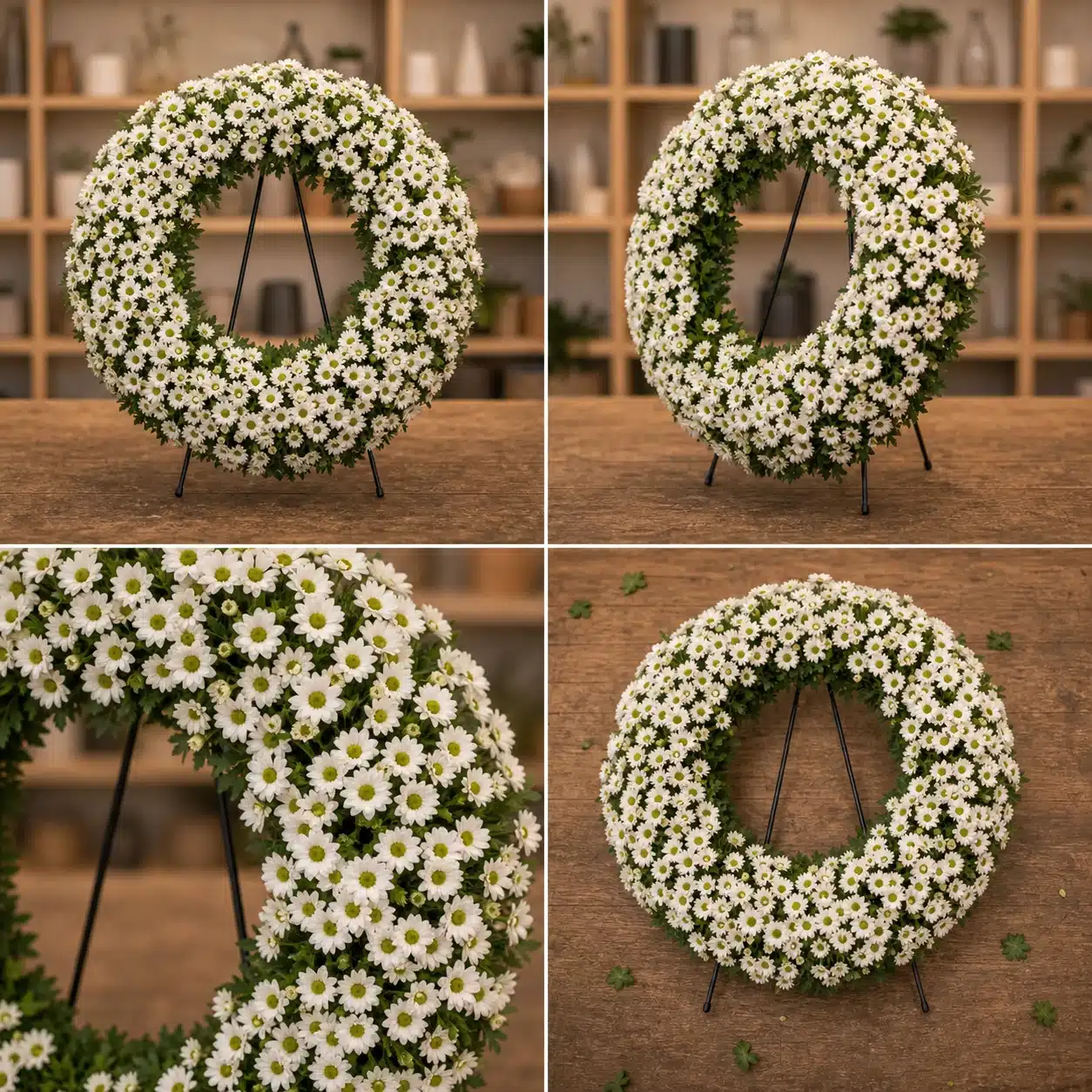 Coroana funerara rotunda cu crizantema alba - poza 4
