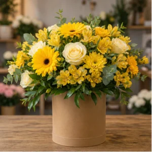 Cutie Aranjament Floral galben luminos - poza 1