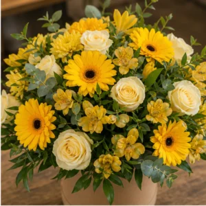 Cutie Aranjament Floral galben luminos - poza 2