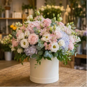 Cutie Aranjament Floral premium pastel - poza 1