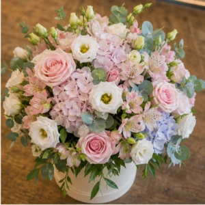 Cutie Aranjament Floral premium pastel - poza 2