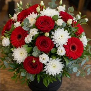 Cutie Aranjament Floral rosu clasic - poza 2