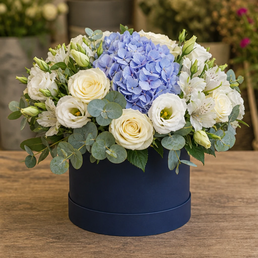 Cutie cu aranjament floral Blue Accent - poza 1