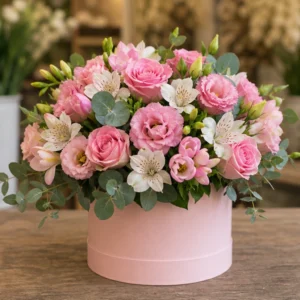 Cutie cu aranjament floral Candy Rose - poza 1