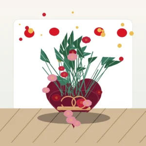Cutie Dragobete Inimă Catifea cu Trandafiri Burgundy - imagine 3