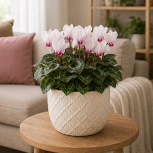 Cyclamen Alb-Roz în Ghiveci Elegant - imagine 3