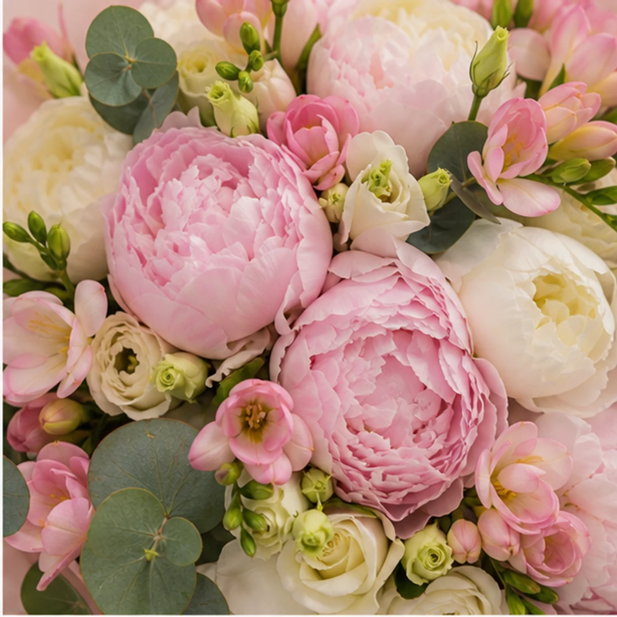 Buchet Flori de Lux Monaco Pastel cu Peonii și Frezii - imagine 2