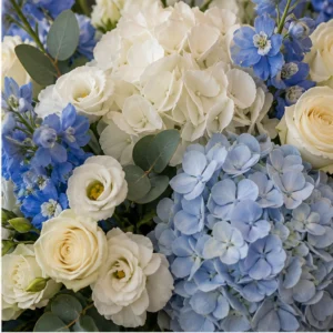 Aranjament Flori de Lux Versailles cu Hortensii și Delphinium - imagine 2