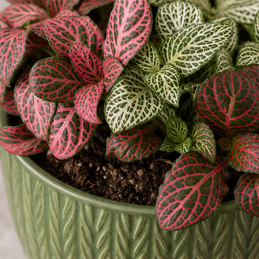 Fittonia Mix în Ghiveci Decorativ Verde - imagine 2