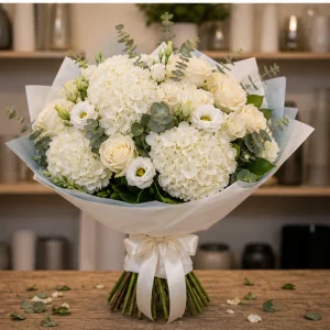 Flori pentru aniversarea casatoriei buchet romantic cu hortensie alba - poza 4