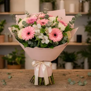 Flori zi de nastere femei buchet vesel cu gerbera si alstroemeria - poza 4