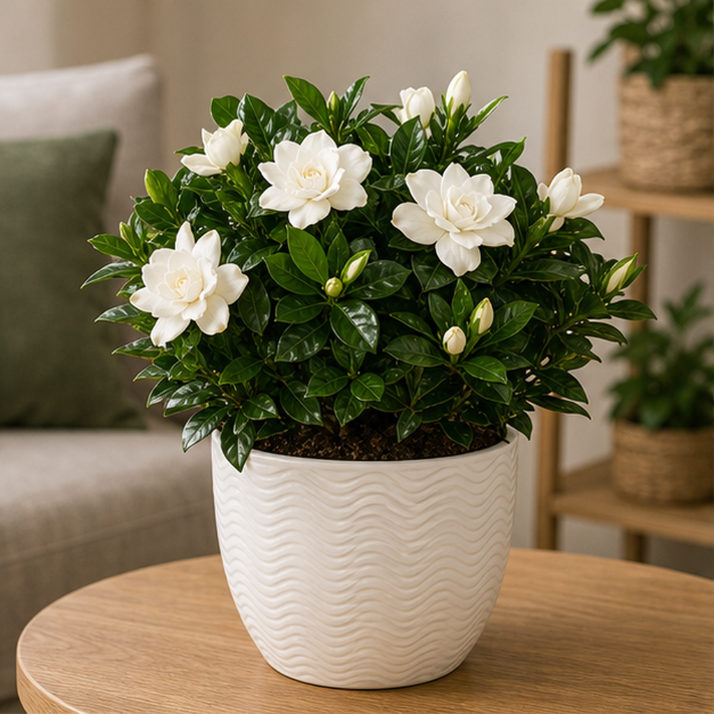 Gardenia Parfumată în Ghiveci Alb - imagine 1