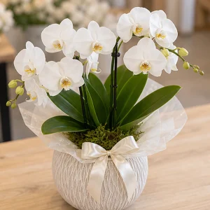Ghiveci Orhidee Phalaenopsis alba premium - poza 2