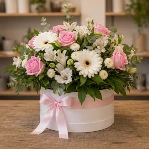 Livrare Aranjament Floral pentru Petreceri Private tema alb roz - poza 3