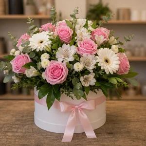 Livrare Aranjament Floral pentru Petreceri Private tema alb roz - poza 4