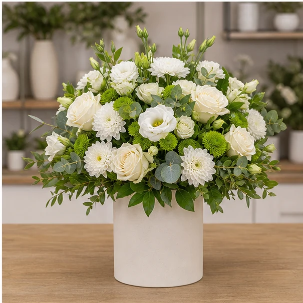 Livrare aranjamente florale de lux alb crem pentru birou - poza 1