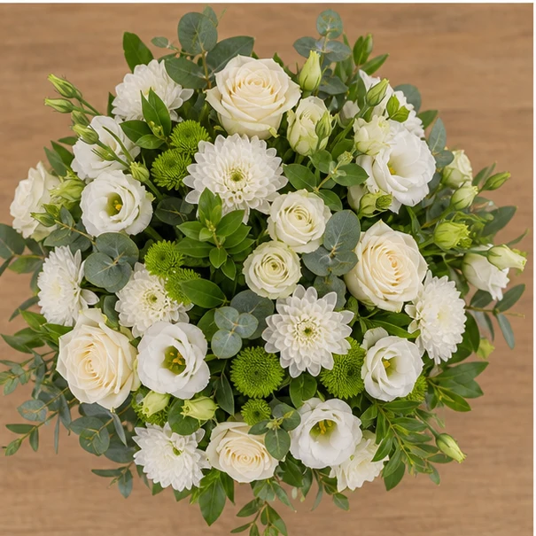 Livrare aranjamente florale de lux alb crem pentru birou - poza 2