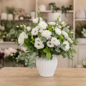 Livrare aranjamente florale de lux alb verde cu lisianthus - poza 3