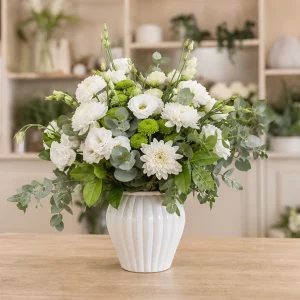 Livrare aranjamente florale de lux alb verde cu lisianthus - poza 4