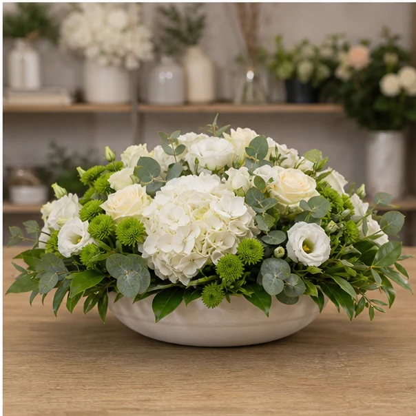 Livrare aranjamente florale de lux de masa alb verde - poza 1
