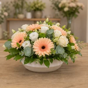 Livrare aranjamente florale de lux elegant cu gerbera somon - poza 4