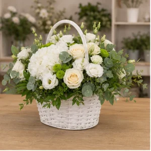 Livrare aranjamente florale de lux in cos alb cu hortensie - poza 4