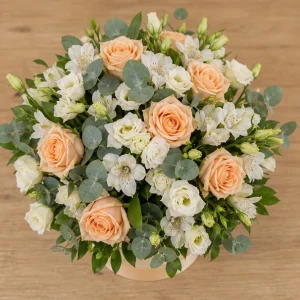 Livrare aranjamente florale de lux piersica cu trandafiri - poza 2