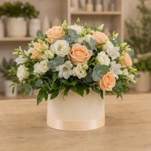 Livrare aranjamente florale de lux piersica cu trandafiri - poza 3