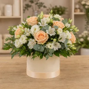 Livrare aranjamente florale de lux piersica cu trandafiri - poza 4