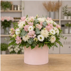 Livrare aranjamente florale de lux roz delicat cu alstroemeria - poza 1