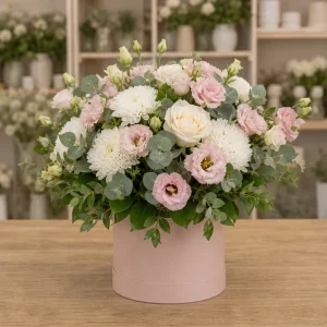 Livrare aranjamente florale de lux roz prafuit cu lisianthus - poza 1