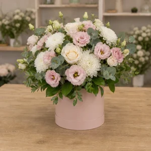 Livrare aranjamente florale de lux roz prafuit cu lisianthus - poza 3