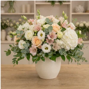 Livrare aranjamente florale de lux signature alb piersica - poza 1