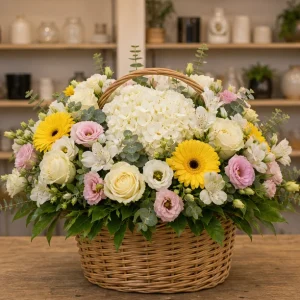 Livrare aranjamente florale de Paste grandios in cos cu flori mixte - poza 1