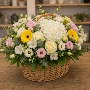 Livrare aranjamente florale de Paste grandios in cos cu flori mixte - poza 4